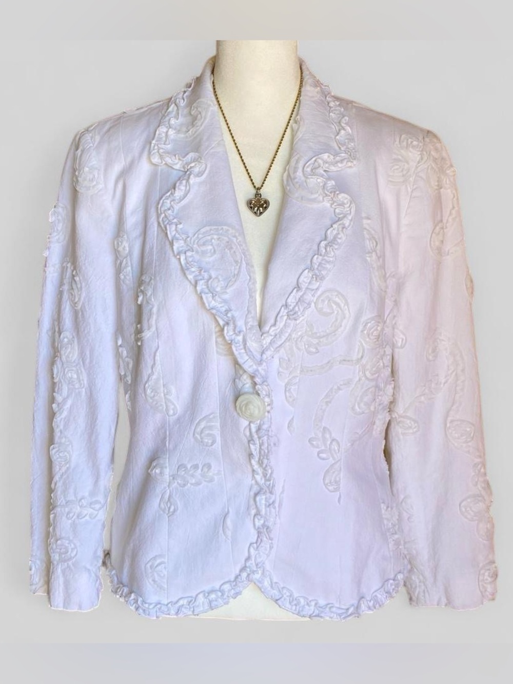 I.N.S.I.G.H.T White Rosette Ribbon Blazer Jacket Size 10